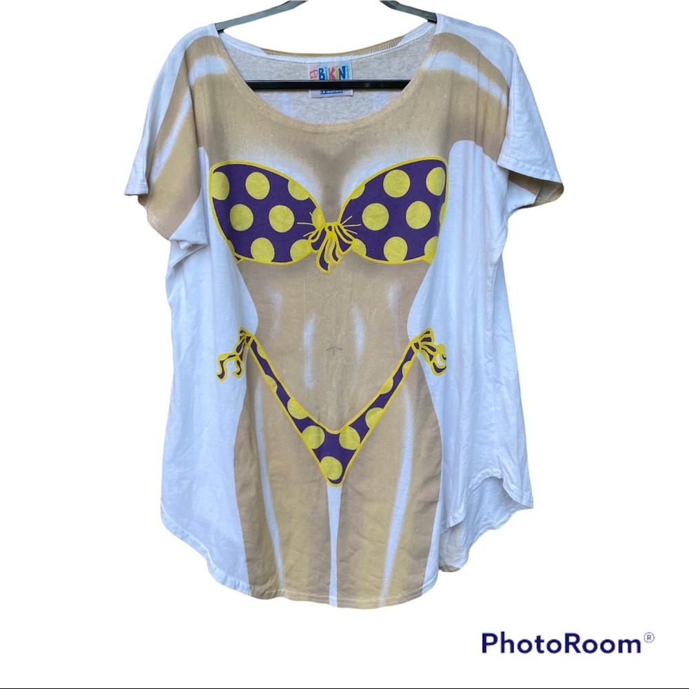 My Bikini La Imprints Yellow Polka Dot Bikini Print Cover Up One Size Beach Swim